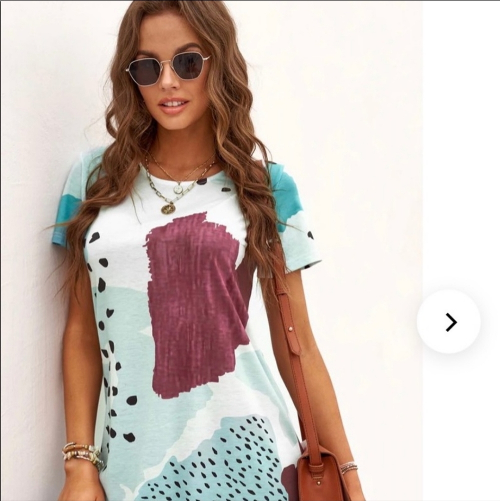 White Leopard Splicing Color Block Mini Dress